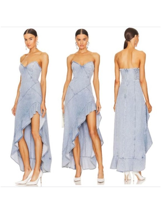 Amanda Uprichard Dresses & Skirts - Amanda Uprichard Revolve Symone Denim Strapless High Low Dress